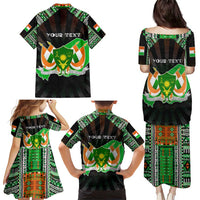 Personalized Niger Roots Family Matching Puletasi and Hawaiian Shirt African Map in Fingerprint and Tribal Colors