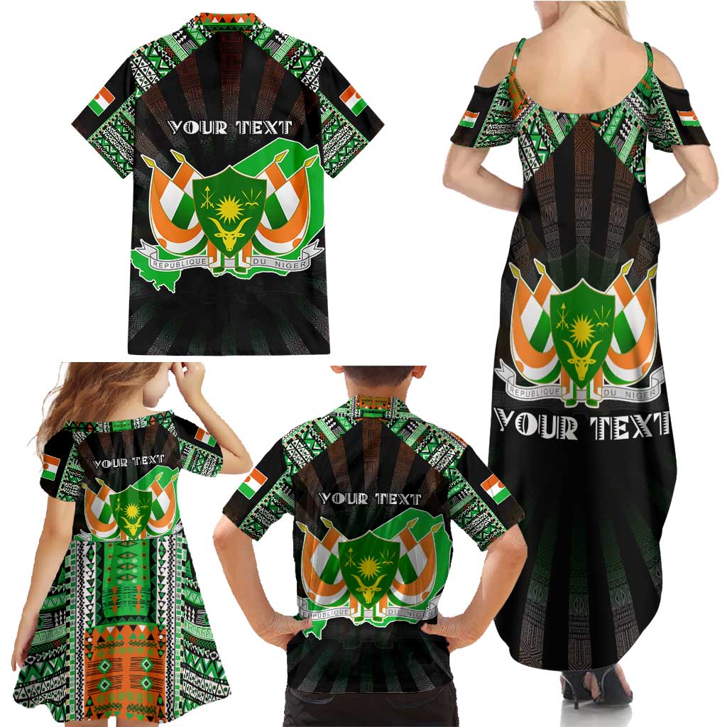 Personalized Niger Roots Family Matching Summer Maxi Dress and Hawaiian Shirt African Map in Fingerprint and Tribal Colors