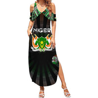 Personalized Niger Roots Family Matching Summer Maxi Dress and Hawaiian Shirt African Map in Fingerprint and Tribal Colors