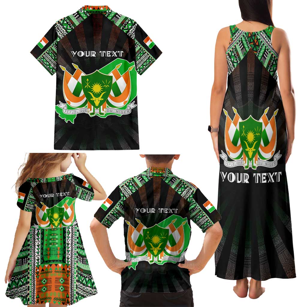 Personalized Niger Roots Family Matching Tank Maxi Dress and Hawaiian Shirt African Map in Fingerprint and Tribal Colors