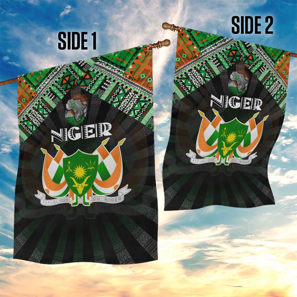 Niger Roots Garden Flag African Map in Fingerprint and Tribal Colors
