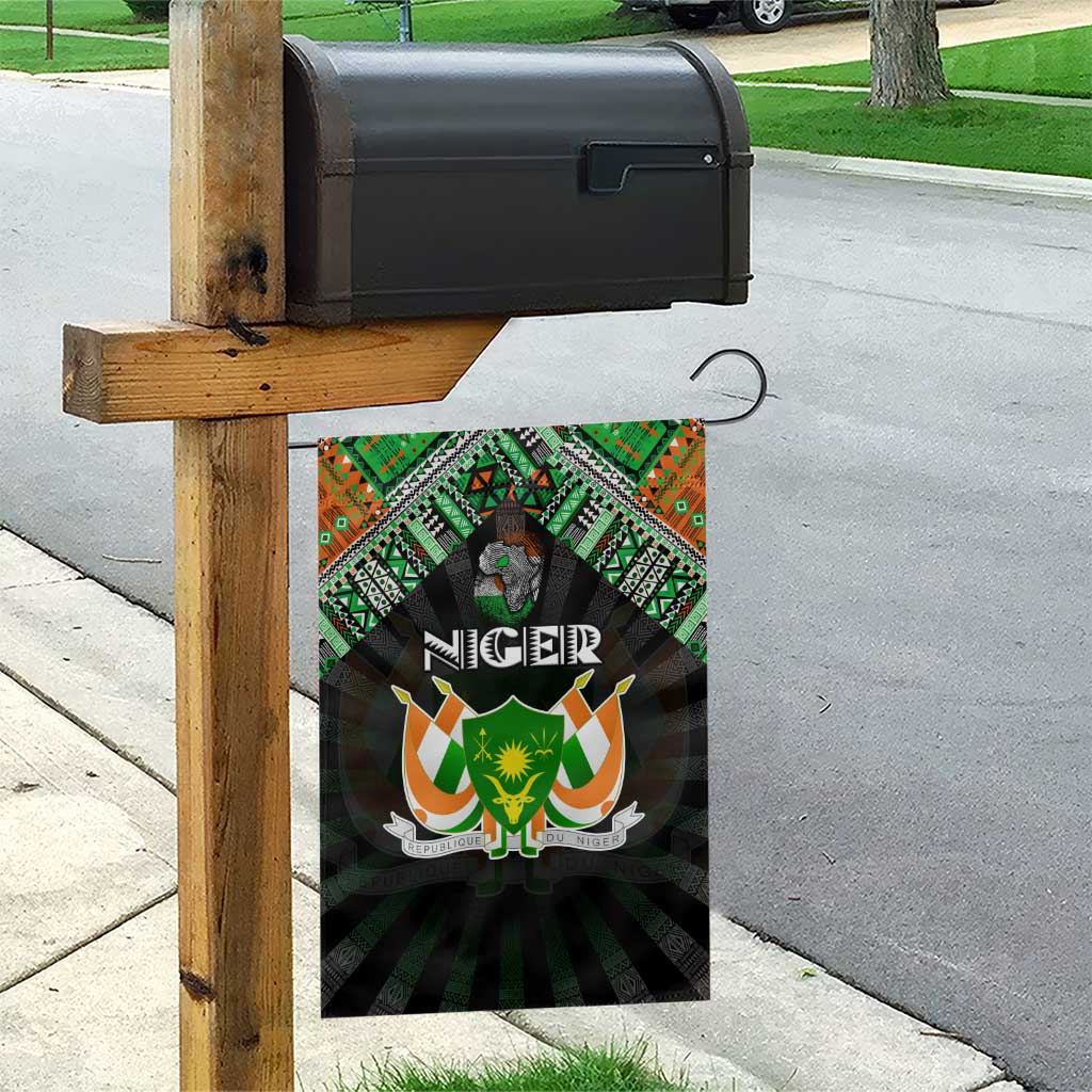 Niger Roots Garden Flag African Map in Fingerprint and Tribal Colors