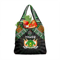 Niger Roots Grocery Bag African Map in Fingerprint and Tribal Colors