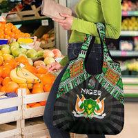 Niger Roots Grocery Bag African Map in Fingerprint and Tribal Colors