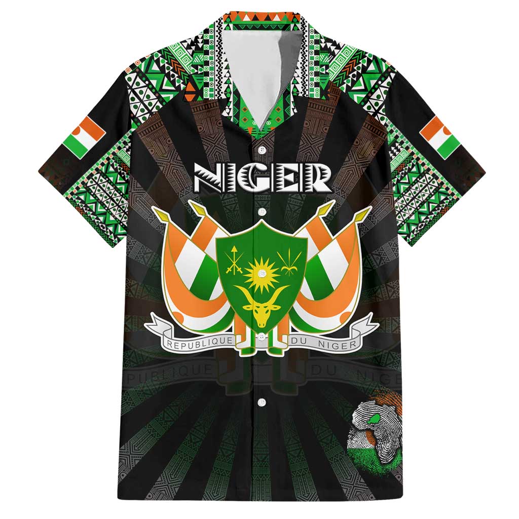 Personalized Niger Roots Hawaiian Shirt African Map in Fingerprint and Tribal Colors