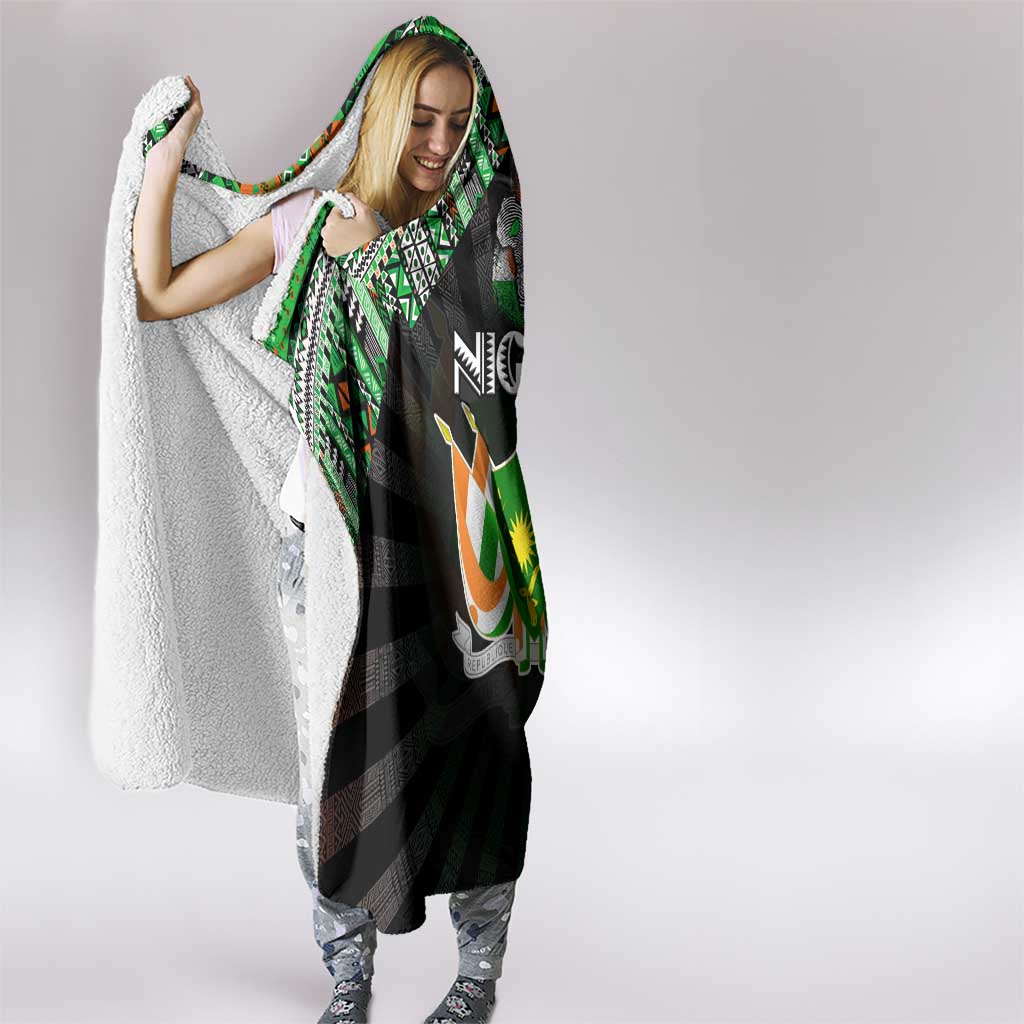 Niger Roots Hooded Blanket African Map in Fingerprint and Tribal Colors