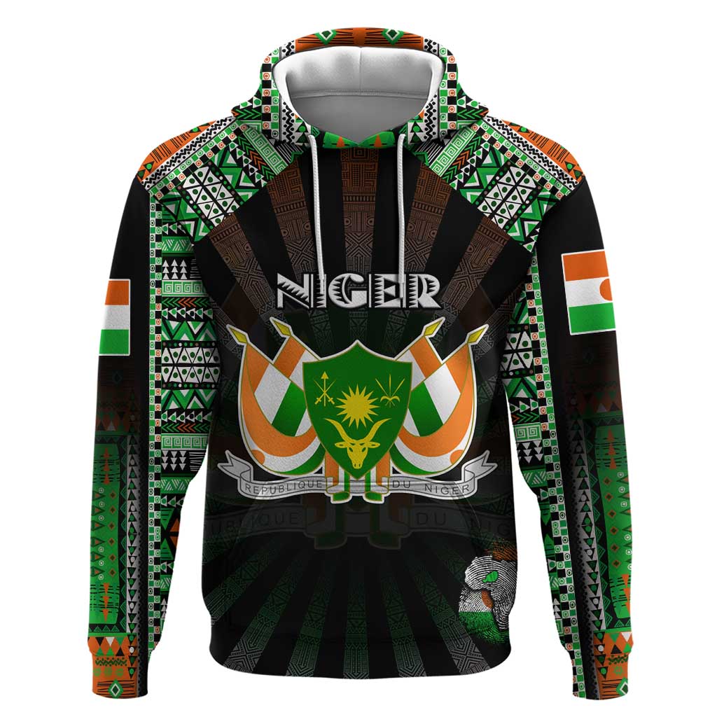 Personalized Niger Roots Hoodie African Map in Fingerprint and Tribal Colors