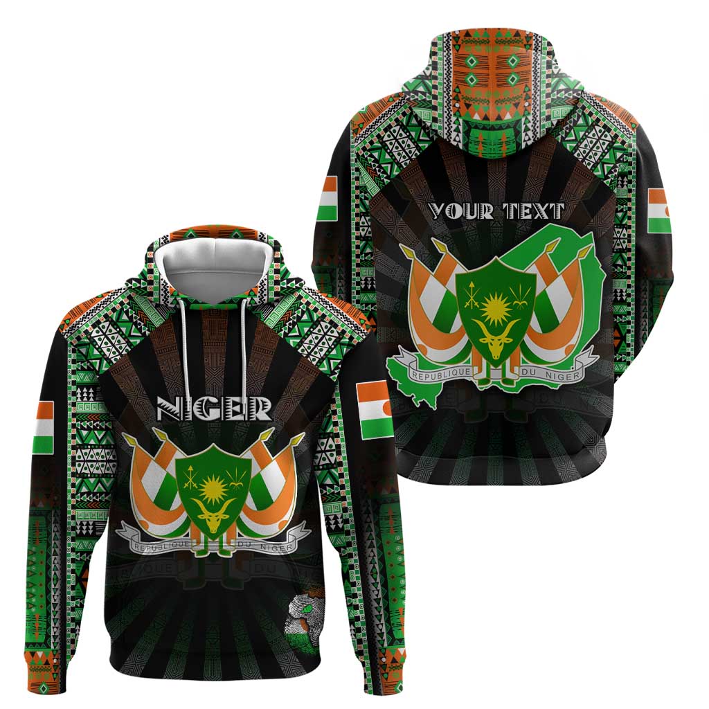 Personalized Niger Roots Hoodie African Map in Fingerprint and Tribal Colors