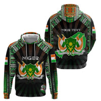 Personalized Niger Roots Hoodie African Map in Fingerprint and Tribal Colors