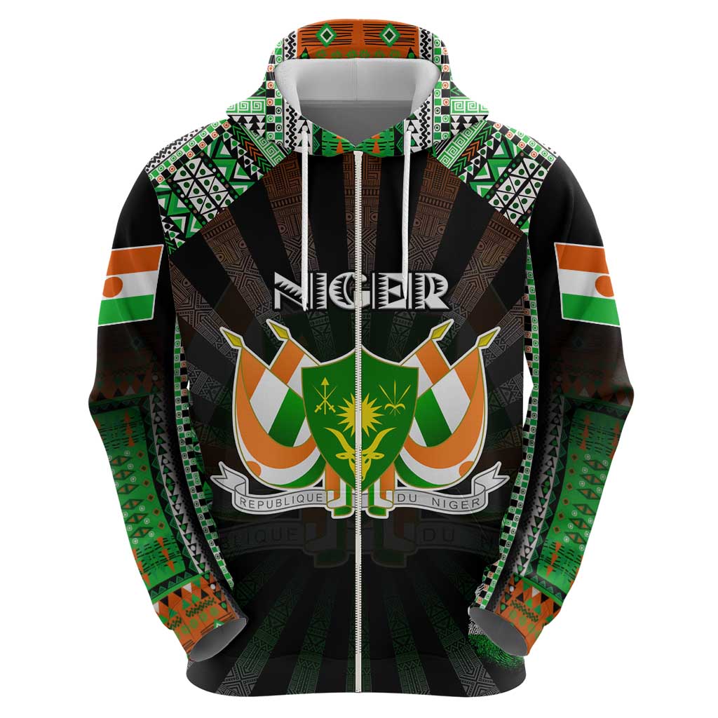 Personalized Niger Roots Hoodie African Map in Fingerprint and Tribal Colors