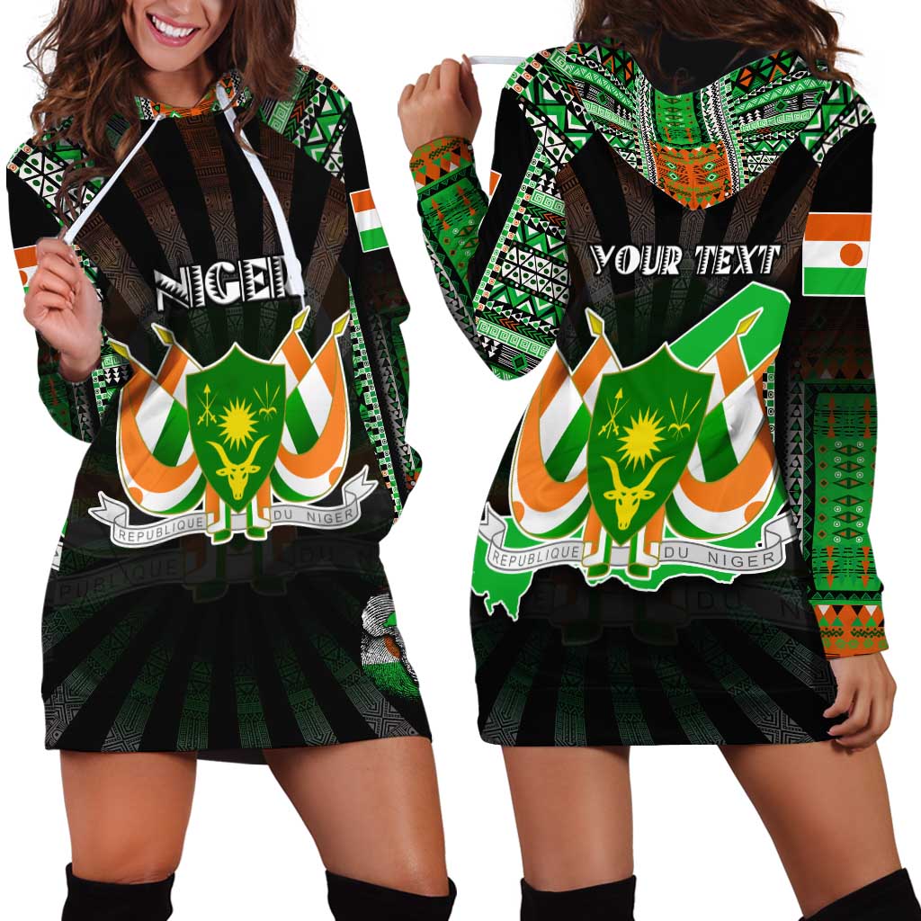 Personalized Niger Roots Hoodie Dress African Map in Fingerprint and Tribal Colors