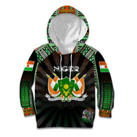 Personalized Niger Roots Kid Hoodie African Map in Fingerprint and Tribal Colors