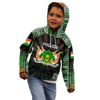 Personalized Niger Roots Kid Hoodie African Map in Fingerprint and Tribal Colors
