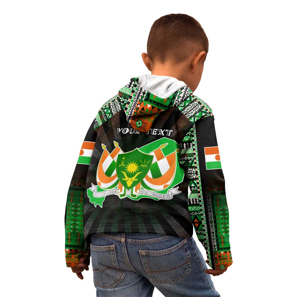 Personalized Niger Roots Kid Hoodie African Map in Fingerprint and Tribal Colors