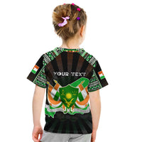 Personalized Niger Roots Kid T Shirt African Map in Fingerprint and Tribal Colors
