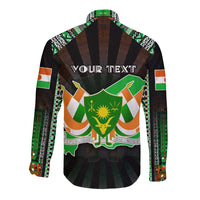 Personalized Niger Roots Long Sleeve Button Shirt African Map in Fingerprint and Tribal Colors