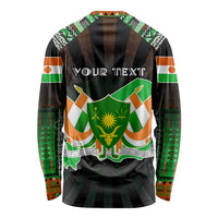 Personalized Niger Roots Long Sleeve Shirt African Map in Fingerprint and Tribal Colors