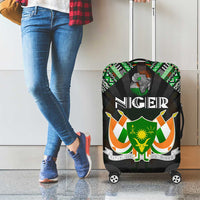 Niger Roots Luggage Cover African Map in Fingerprint and Tribal Colors