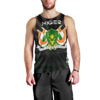 Personalized Niger Roots Men Tank Top African Map in Fingerprint and Tribal Colors