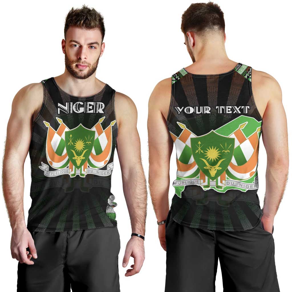 Personalized Niger Roots Men Tank Top African Map in Fingerprint and Tribal Colors