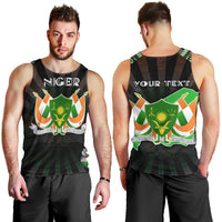 Personalized Niger Roots Men Tank Top African Map in Fingerprint and Tribal Colors
