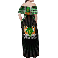 Personalized Niger Roots Off Shoulder Maxi Dress African Map in Fingerprint and Tribal Colors