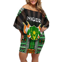 Personalized Niger Roots Off Shoulder Short Dress African Map in Fingerprint and Tribal Colors