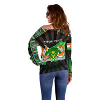 Personalized Niger Roots Off Shoulder Sweater African Map in Fingerprint and Tribal Colors