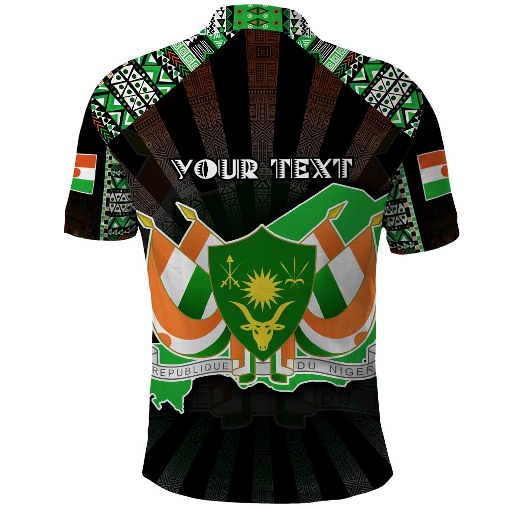 Personalized Niger Roots Polo Shirt African Map in Fingerprint and Tribal Colors