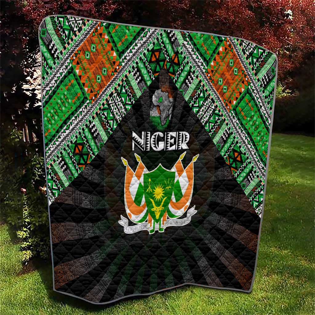 Niger Roots Quilt African Map in Fingerprint and Tribal Colors
