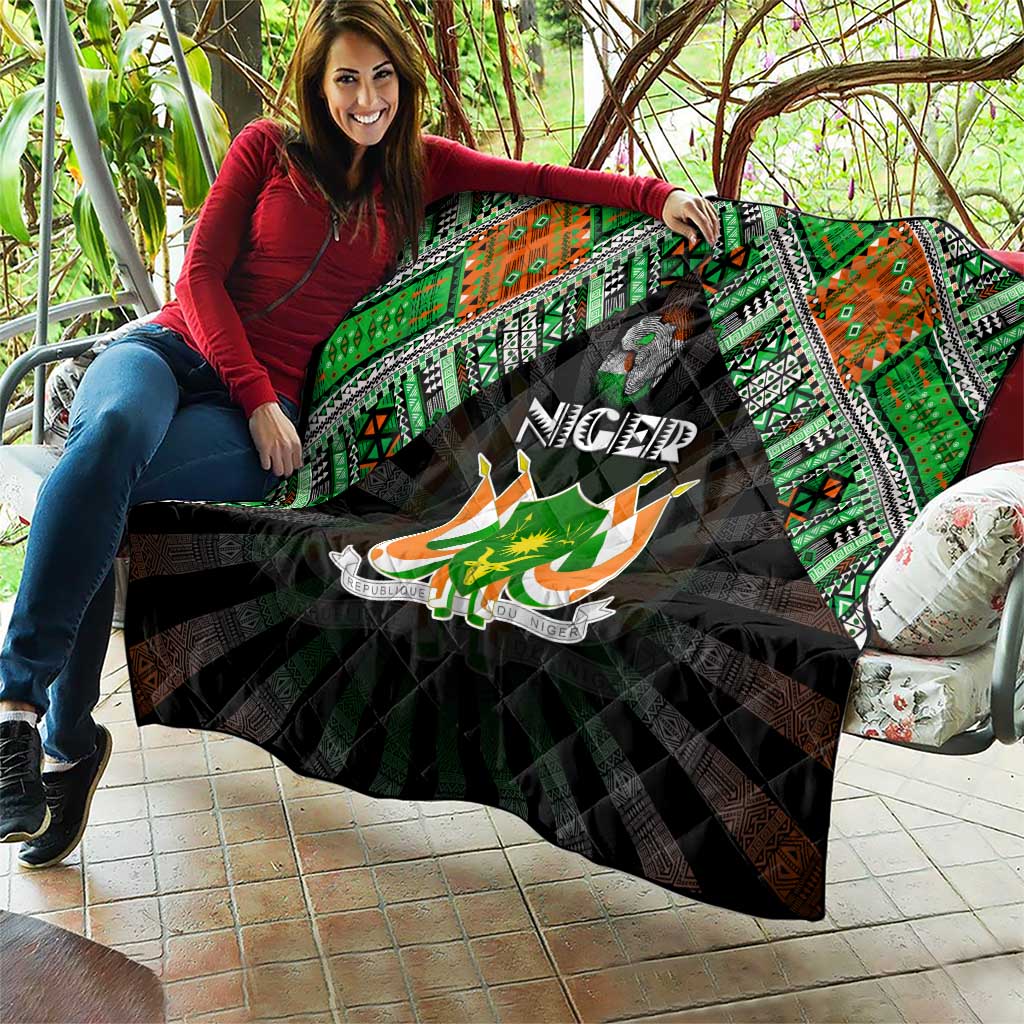 Niger Roots Quilt African Map in Fingerprint and Tribal Colors