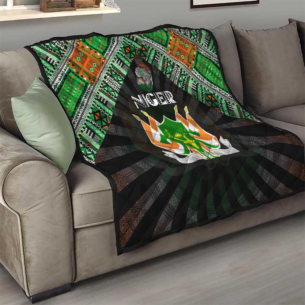 Niger Roots Quilt African Map in Fingerprint and Tribal Colors