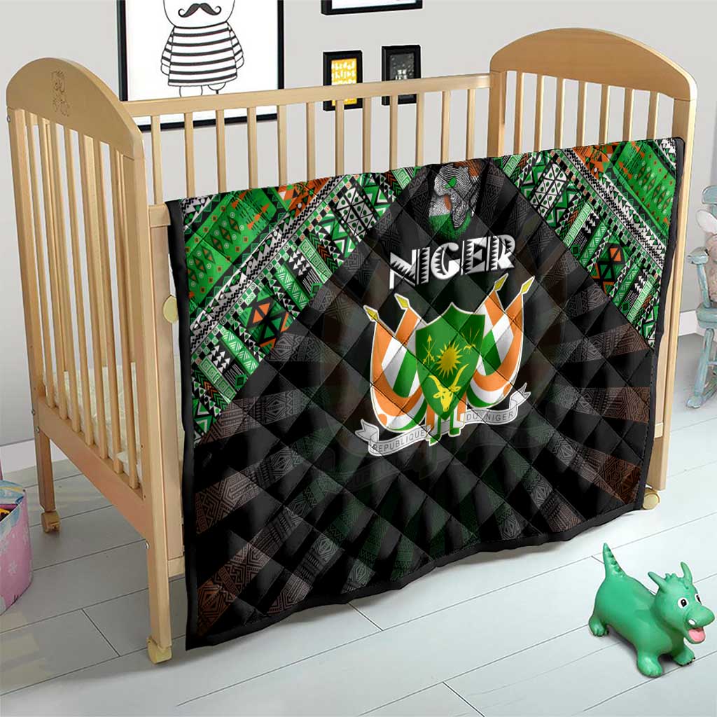 Niger Roots Quilt African Map in Fingerprint and Tribal Colors