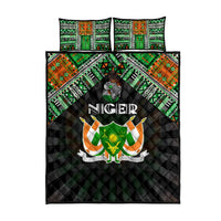 Niger Roots Quilt Bed Set African Map in Fingerprint and Tribal Colors