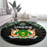Niger Roots Round Carpet African Map in Fingerprint and Tribal Colors