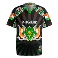 Personalized Niger Roots Rugby Jersey African Map in Fingerprint and Tribal Colors