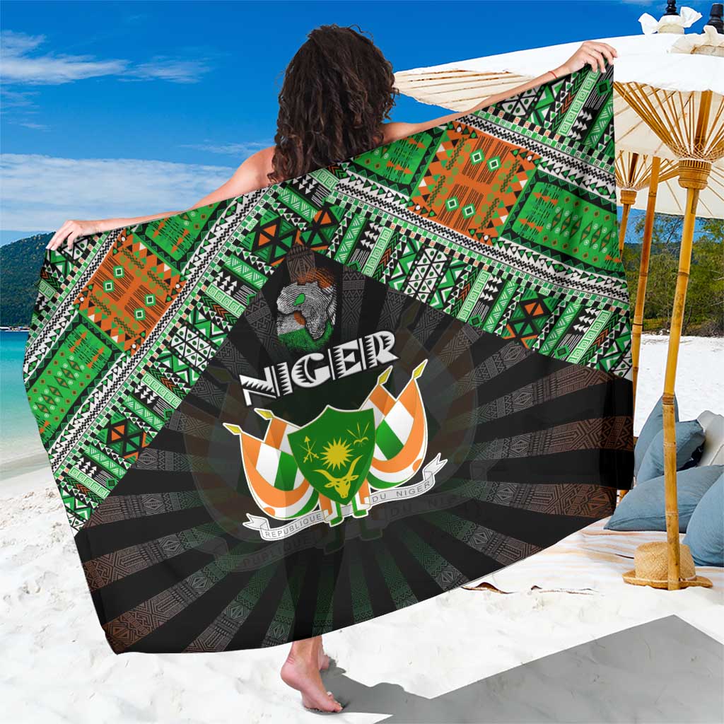 Niger Roots Sarong African Map in Fingerprint and Tribal Colors