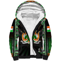 Personalized Niger Roots Sherpa Hoodie African Map in Fingerprint and Tribal Colors