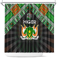Niger Roots Shower Curtain African Map in Fingerprint and Tribal Colors
