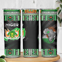 Niger Roots Skinny Tumbler African Map in Fingerprint and Tribal Colors