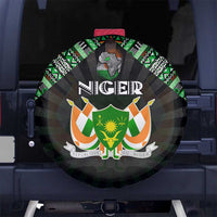 Niger Roots Spare Tire Cover African Map in Fingerprint and Tribal Colors