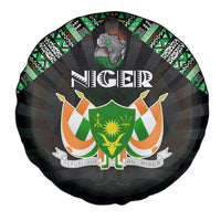 Niger Roots Spare Tire Cover African Map in Fingerprint and Tribal Colors