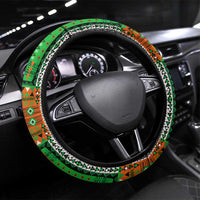Niger Roots Steering Wheel Cover African Map in Fingerprint and Tribal Colors