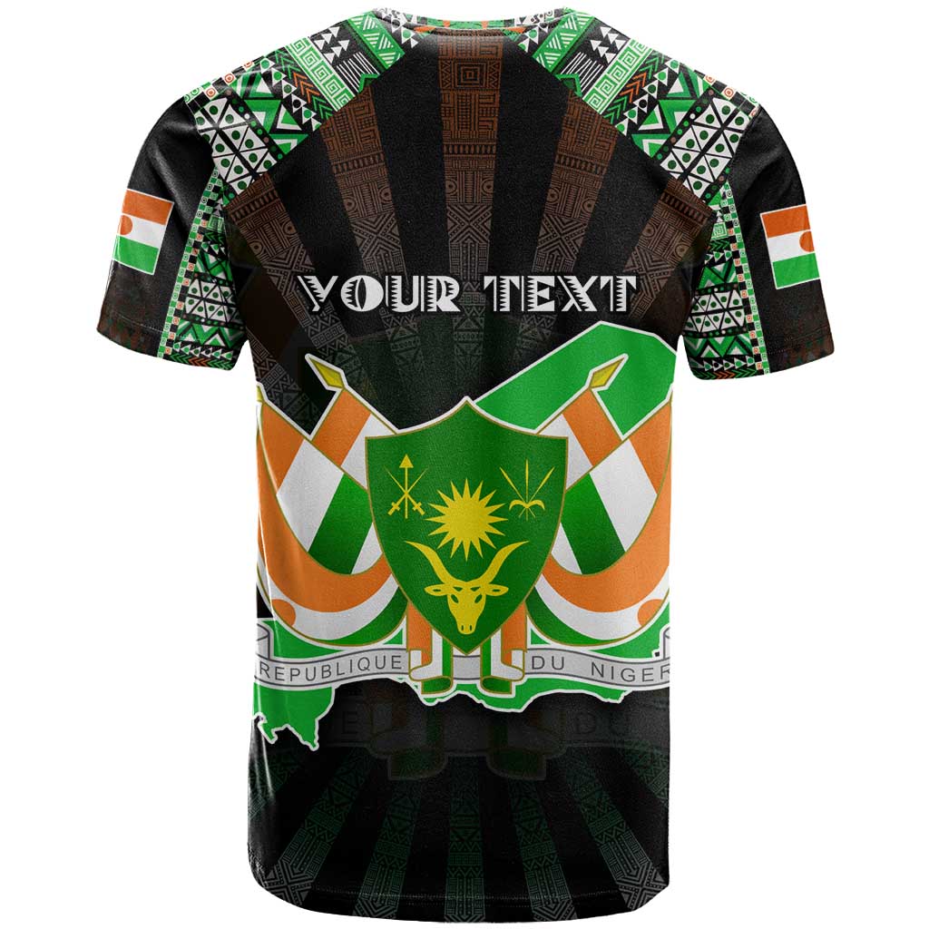 Personalized Niger Roots T Shirt African Map in Fingerprint and Tribal Colors