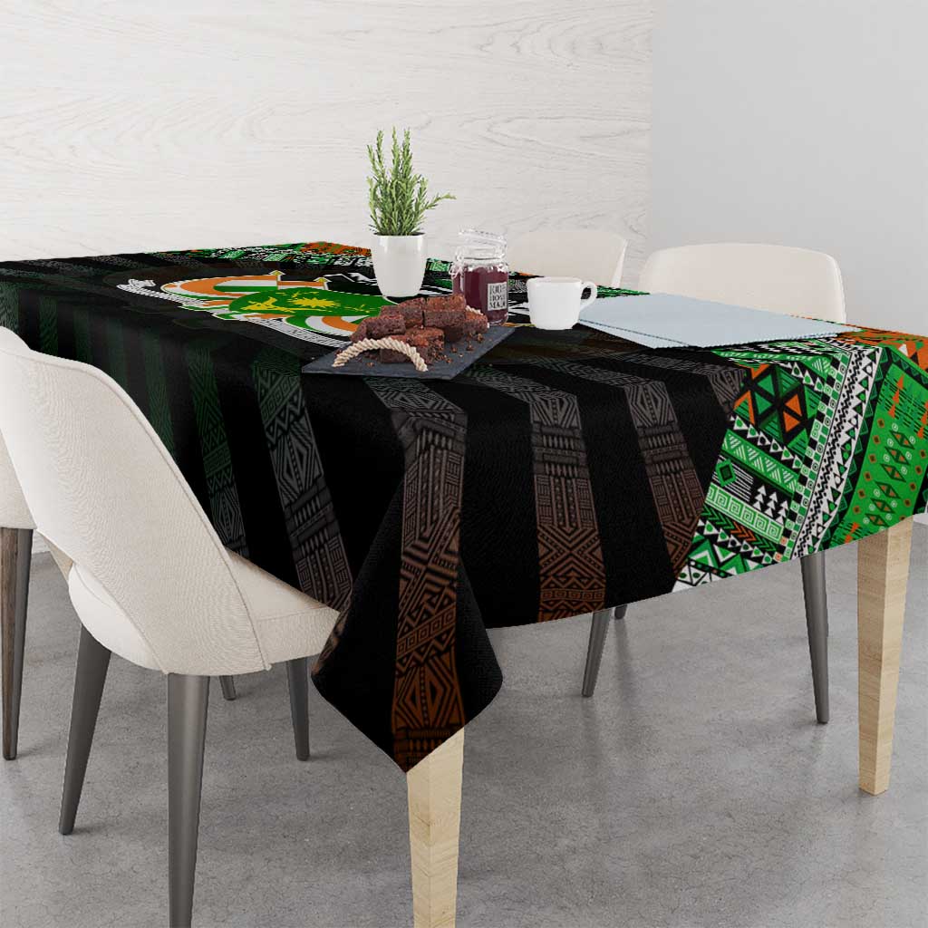 Niger Roots Tablecloth African Map in Fingerprint and Tribal Colors
