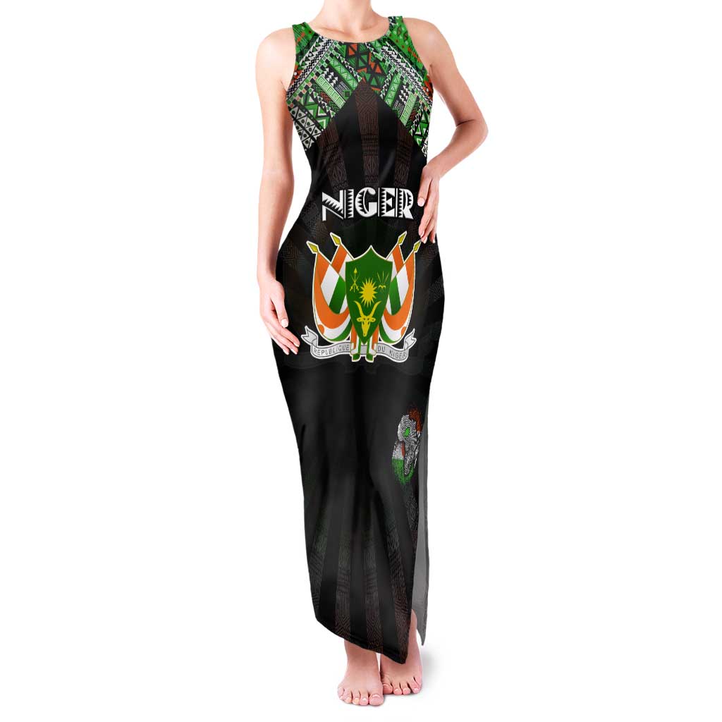 Personalized Niger Roots Tank Maxi Dress African Map in Fingerprint and Tribal Colors
