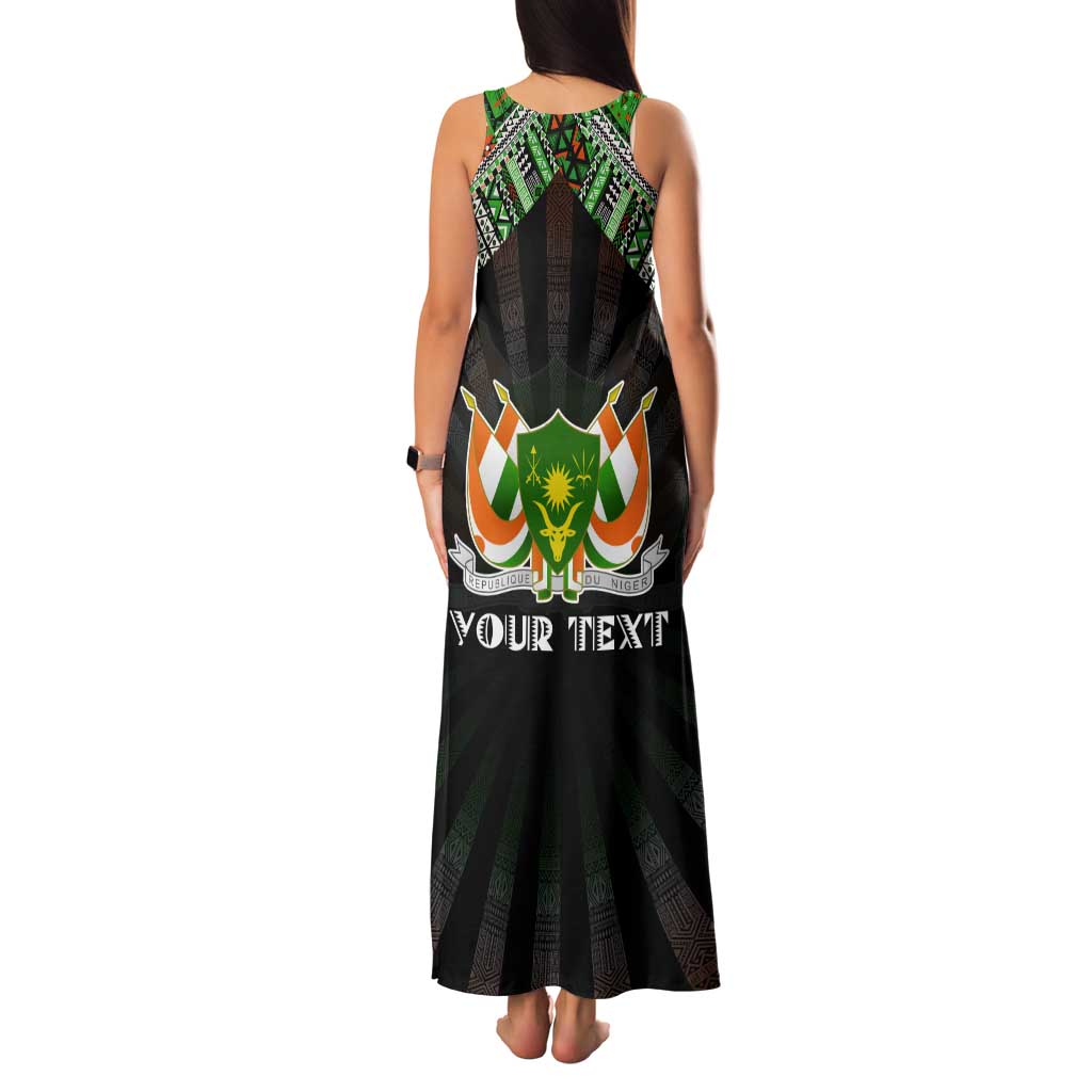 Personalized Niger Roots Tank Maxi Dress African Map in Fingerprint and Tribal Colors