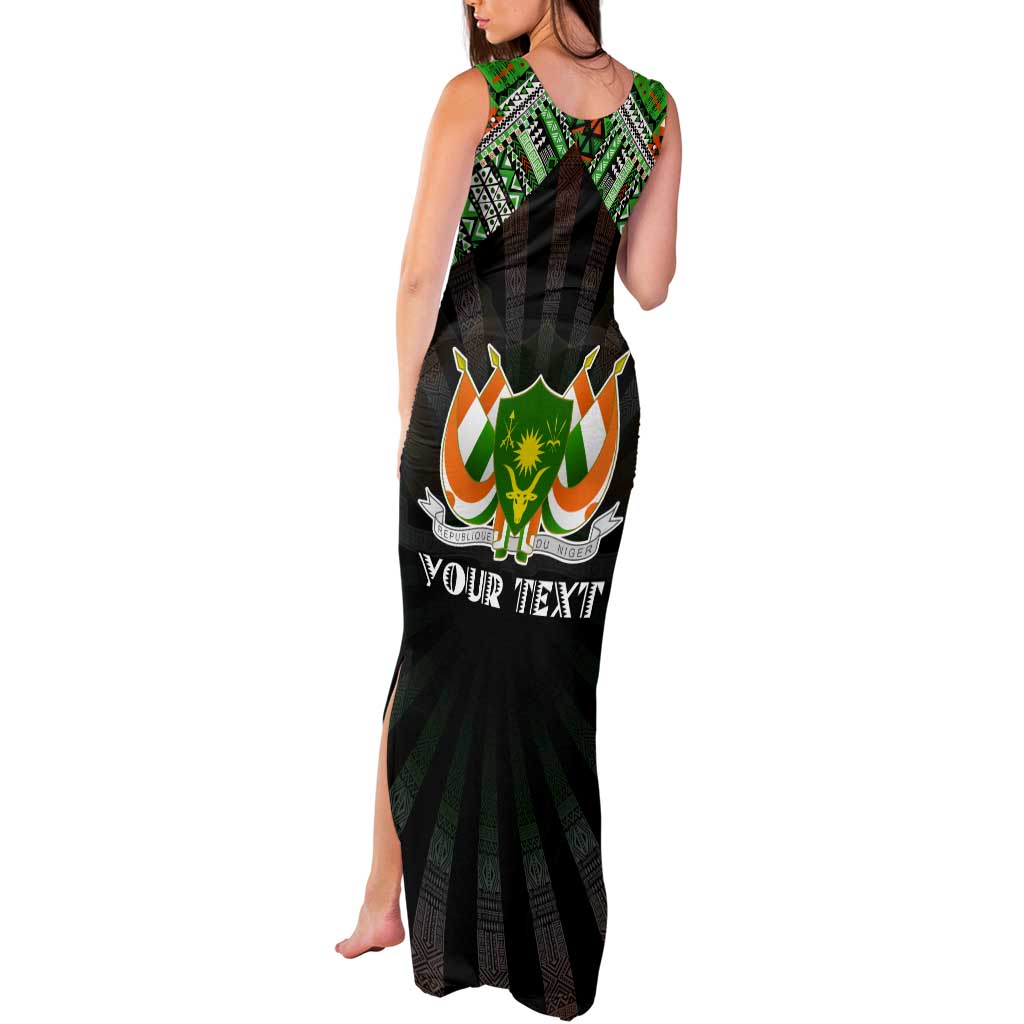 Personalized Niger Roots Tank Maxi Dress African Map in Fingerprint and Tribal Colors