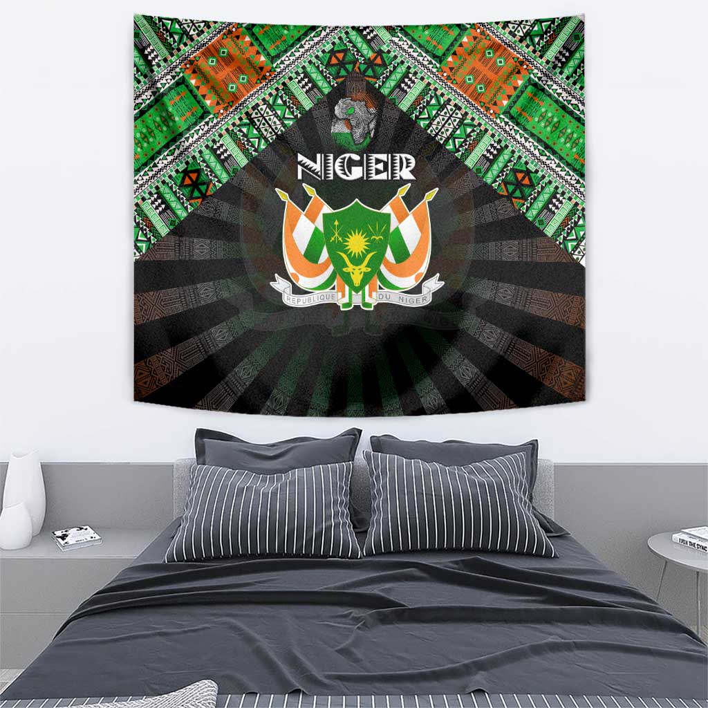 Niger Roots Tapestry African Map in Fingerprint and Tribal Colors