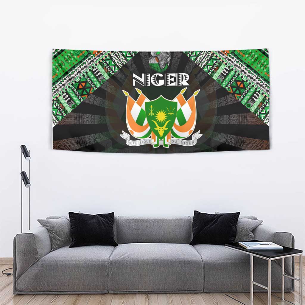 Niger Roots Tapestry African Map in Fingerprint and Tribal Colors